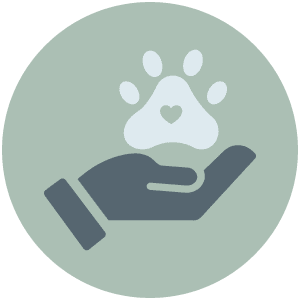 circle icon with a hand and a paw